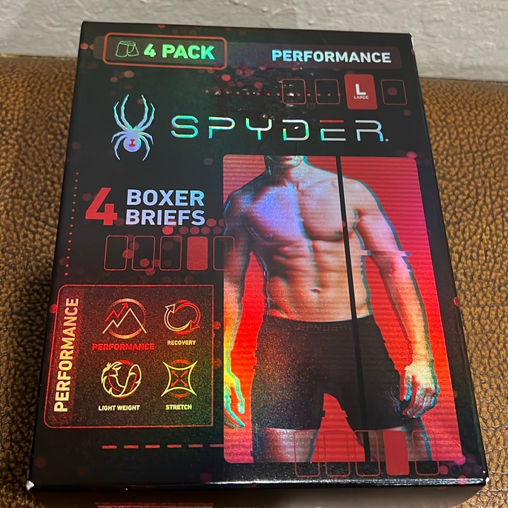 Brand New Spyder Performance Stretch Recovery Lightweight Boxer Brief 4Pack!